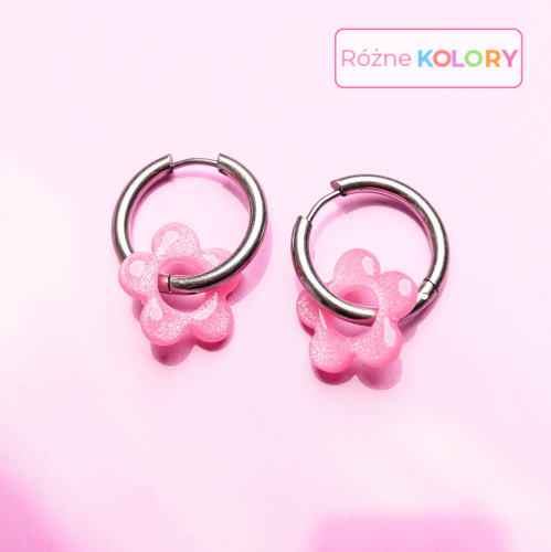 Kolczyki koła MINI kwiatki brokatowe, Polimery Jewellery.png